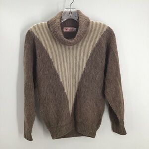 L.A.M. Women’s Vintage 100% Alpaca Wool Sweater Turtle Neck Taupe/Brown Size 14
